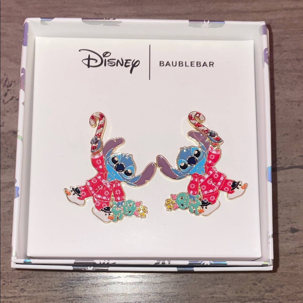 BaubleBar x Disney Holiday Stitch Dangle Earrings – Sparkle Studded NWT